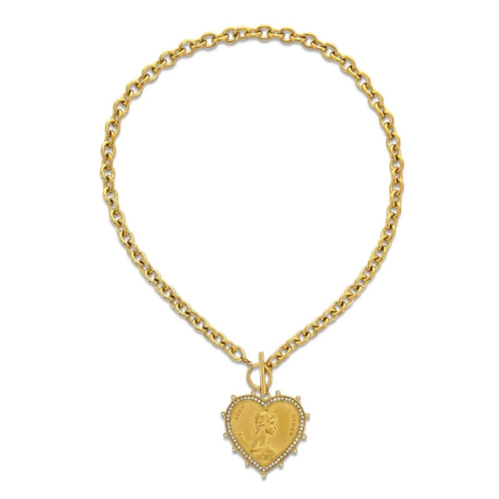 Amora Necklace Gold Chain with Vintage Inspired Heart Pendant